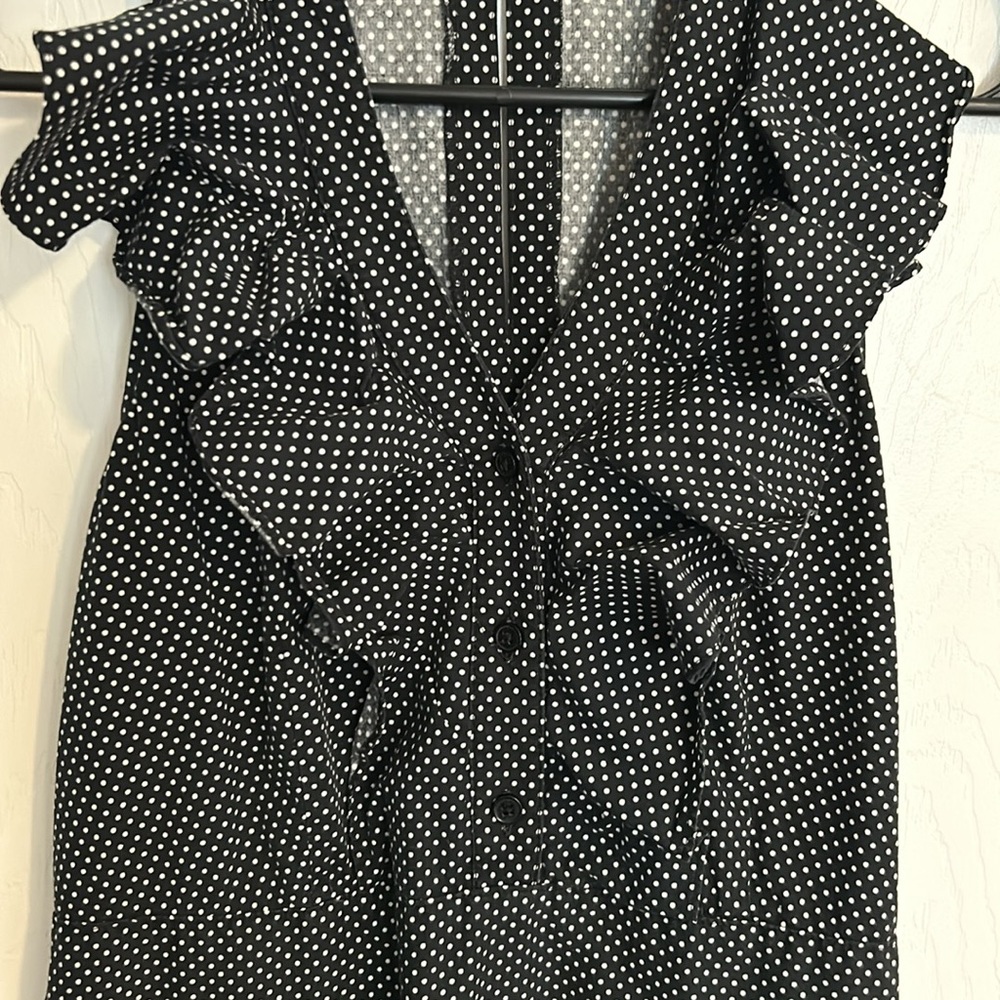 Sleeveless Express Polka Dot Dress w Ruffles (size 8) - Picture 3 of 6